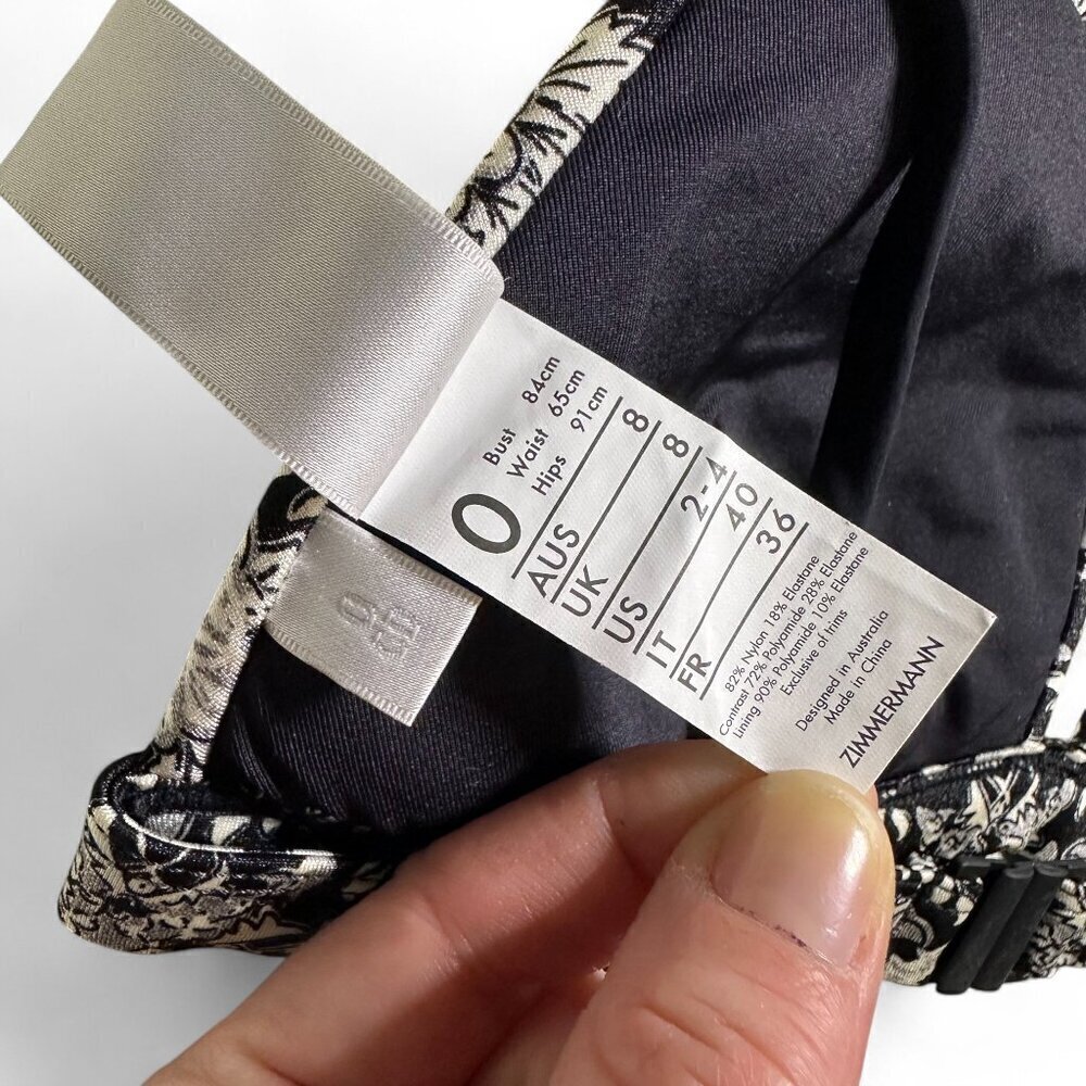 ZImmermann Women's Black Print Triangle Bikini Top US 2-4 C/D NWT - Picture 6 of 9